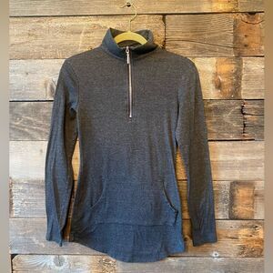 PattyBoutik long sleeve half zip grey top Small